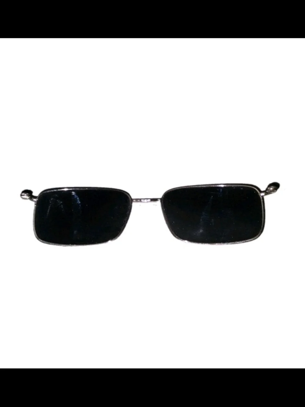 Amazon Men's Rectangular Silver Frame Sunglasses with Black Lenses